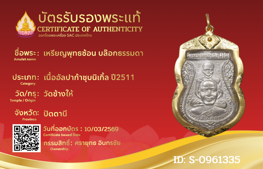 เหรียญพุทธซ้อน บล๊อกธรรมดา